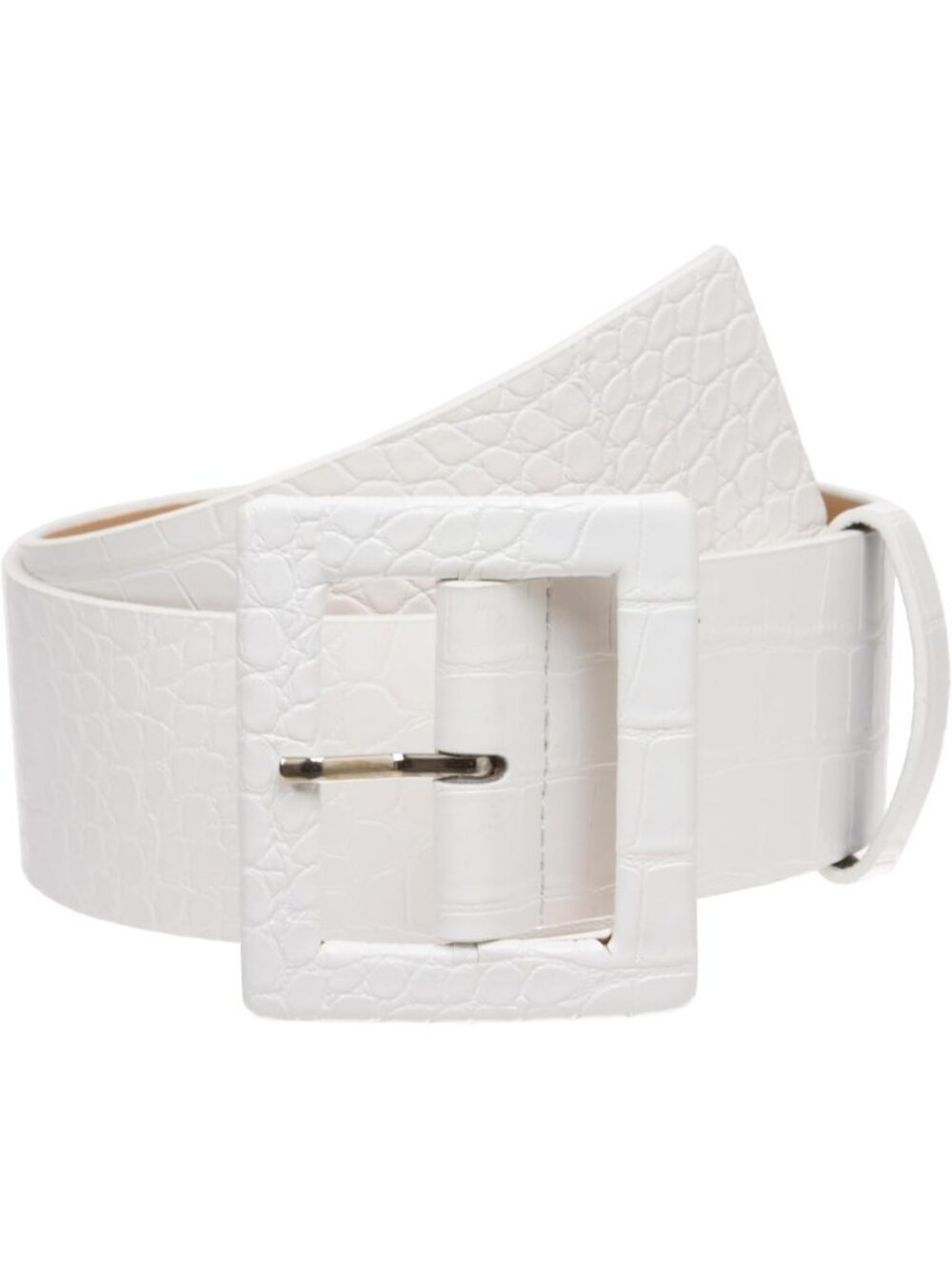 Chic High Waist Faux Crocodile Print Patent Leather Fashion Belt - 2.25” Wide